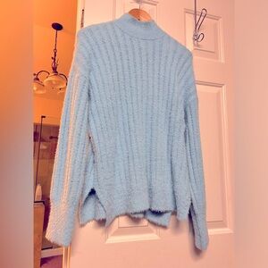 Icy Blue Mock Turtle Neck Sweater